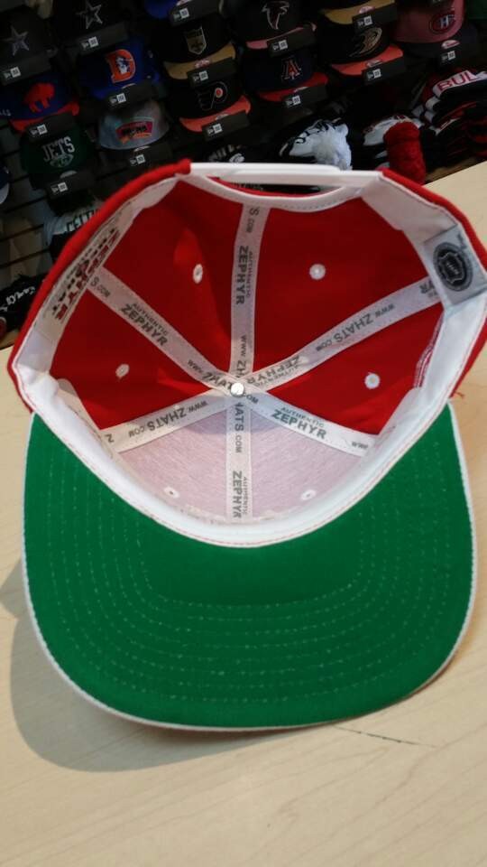 NHL Calgary Flames Team Script 2 Tone Side Logo Patch Retro Snapback Cap Hat