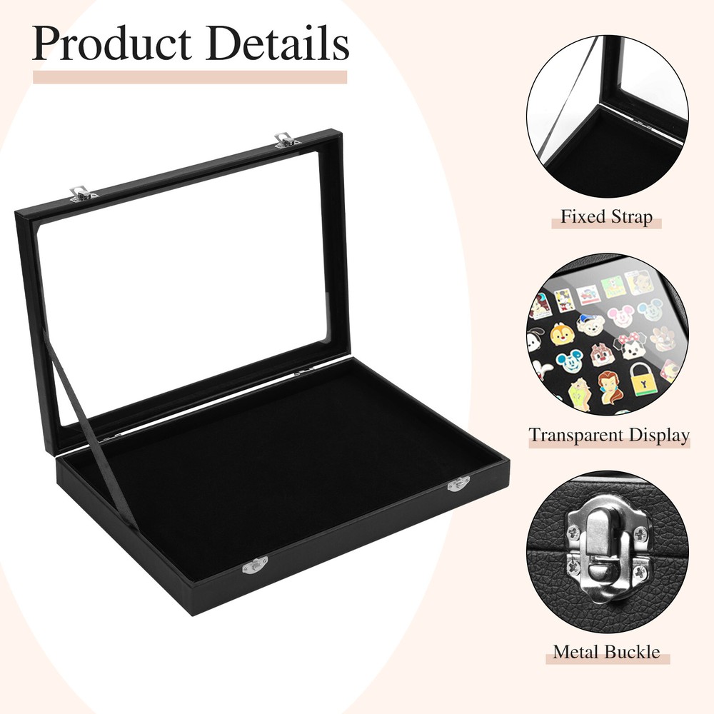 2pcs Clear Pin Display Case Dustproof Pin Collection Showcase Storage Organizer