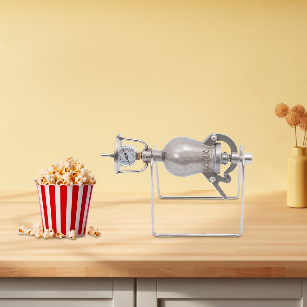 Silver Mini Hand Popcorn Maker Stainless Steel Popcorn Machine Old-Fashioned