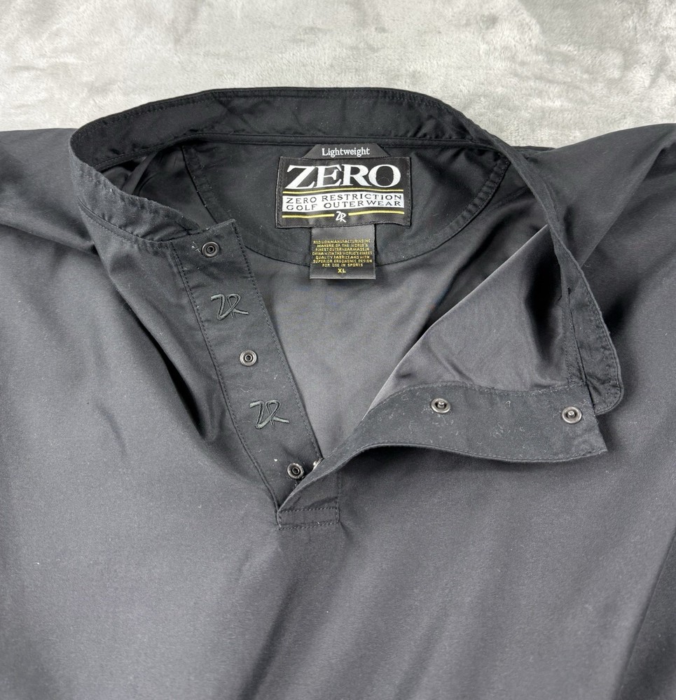 Zero Restriction Golf Pullover XL Lightweight Black Crest Logo Windshirt Y2K