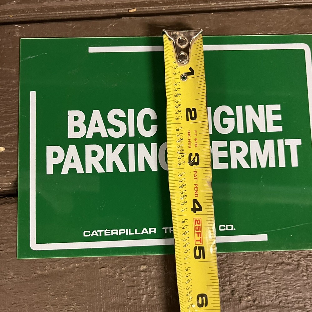 Vintage CAT Tractor Co Double 2 Sided NOS Basic Engine Parking Permit Badge PBF