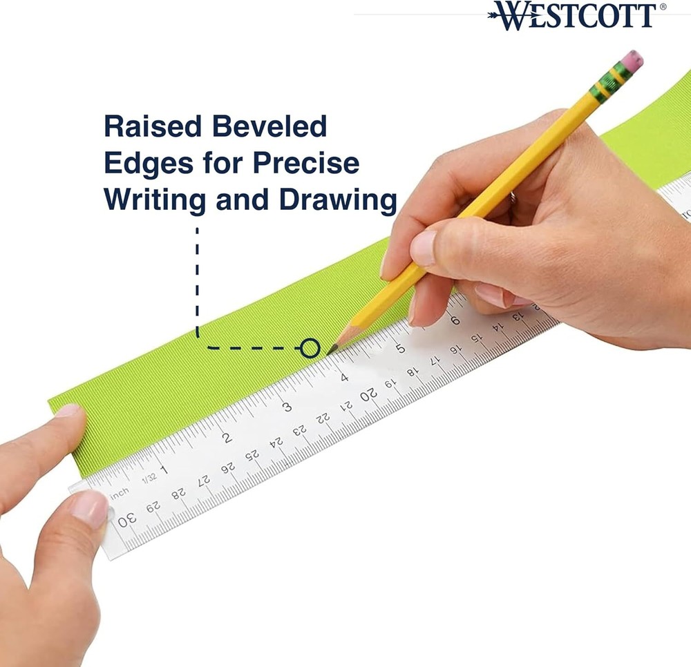 Westcott 10562 Acrylic Clear Ruler, 12 In