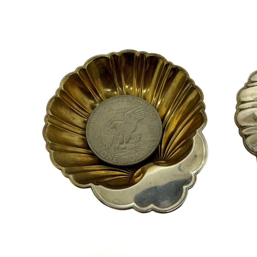 Cartier Gorham Sterling Silver Shell Ashtrays Set 2 Solid Vintage Dish