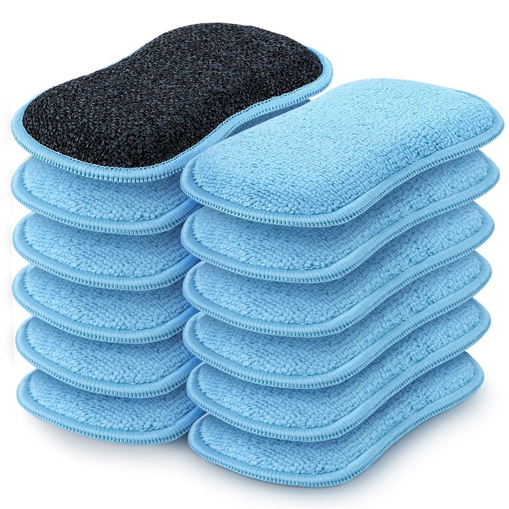 HOMEXCEL 12 Pack Multi-Purpose Scrub Sponges Kitchen, Dish Sponge, Blue