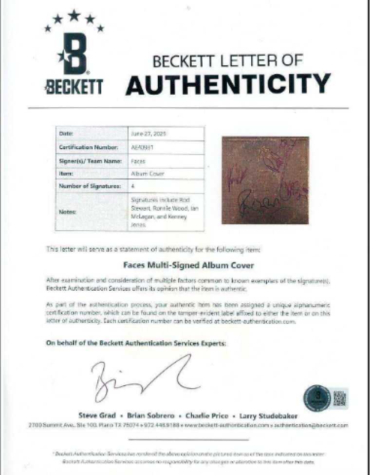 Faces Group Signed "Long Player" Album (4 Sigs) (Beckett/BAS Authentication)