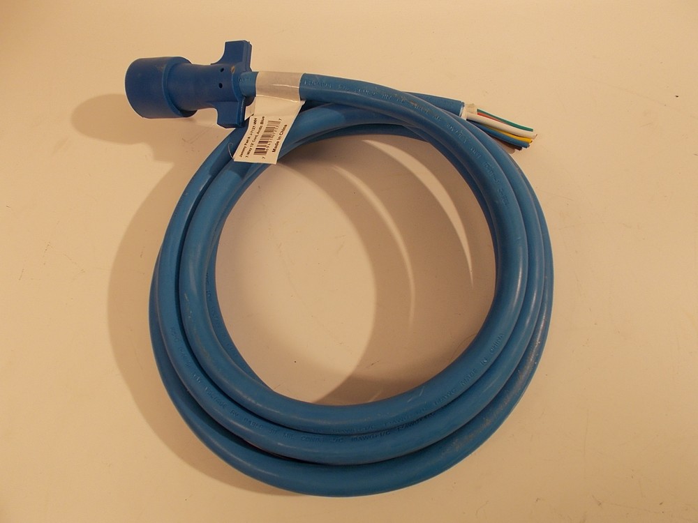Arctic Blue 7 Way Trailer RV Cord- Cold Weather Wire- Double Contact Plug 12ft