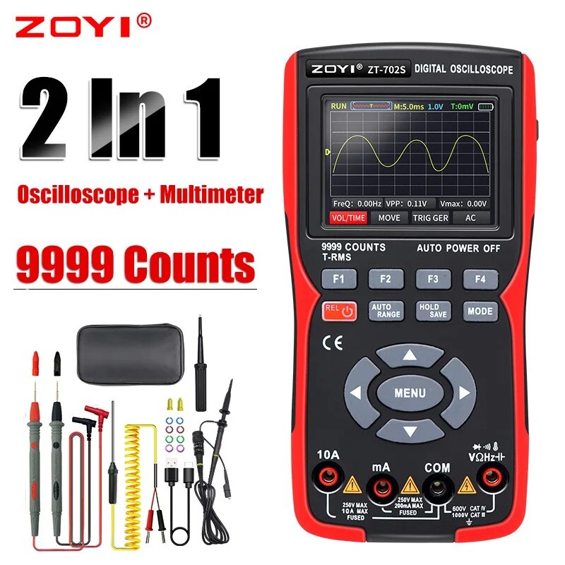 Handheld 2 in 1 Oscilloscope Multimeter Capacitance Resistance Tester Waveform