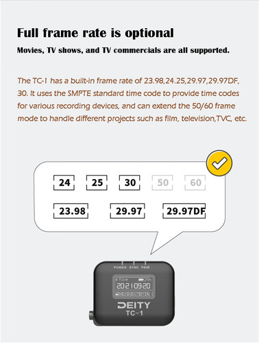 DEITY TC-1 Wireless Timecode Box Generator Microphone Time Code Video Recording
