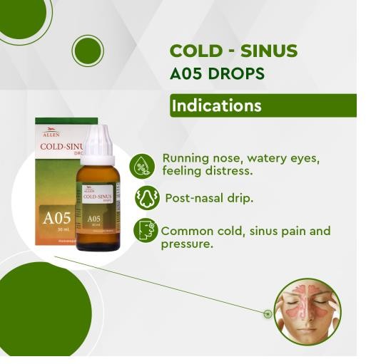 2 X Allen A5 Homeopathy Cold Sinus Drops (30ml)