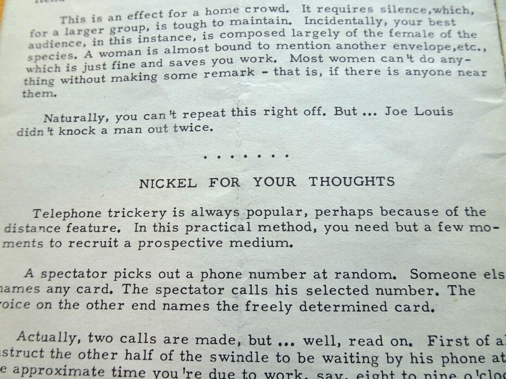 MAGIC - MIND Reader's Digest by Bob Somerfeld - Mental Magic