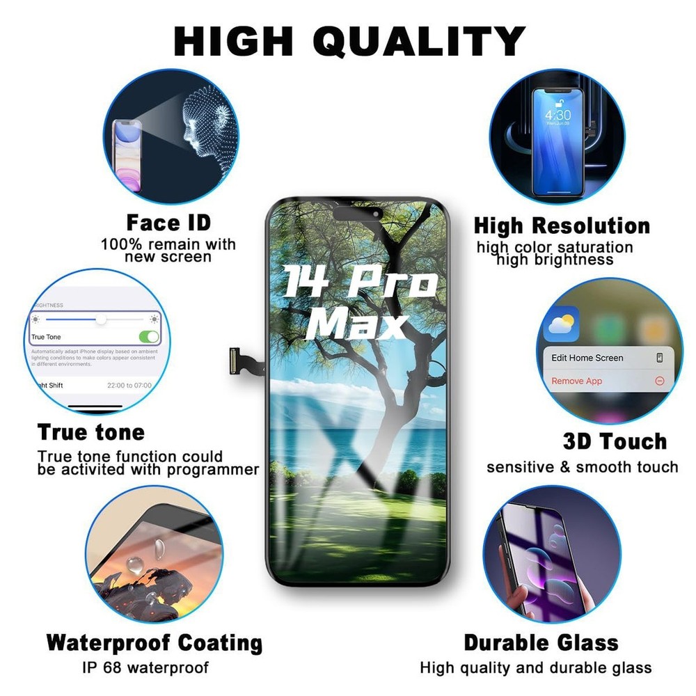 for iPhone 14 Pro Max Screen Replacement Kit 6.7 inch, Full HD LCD Display 3D...
