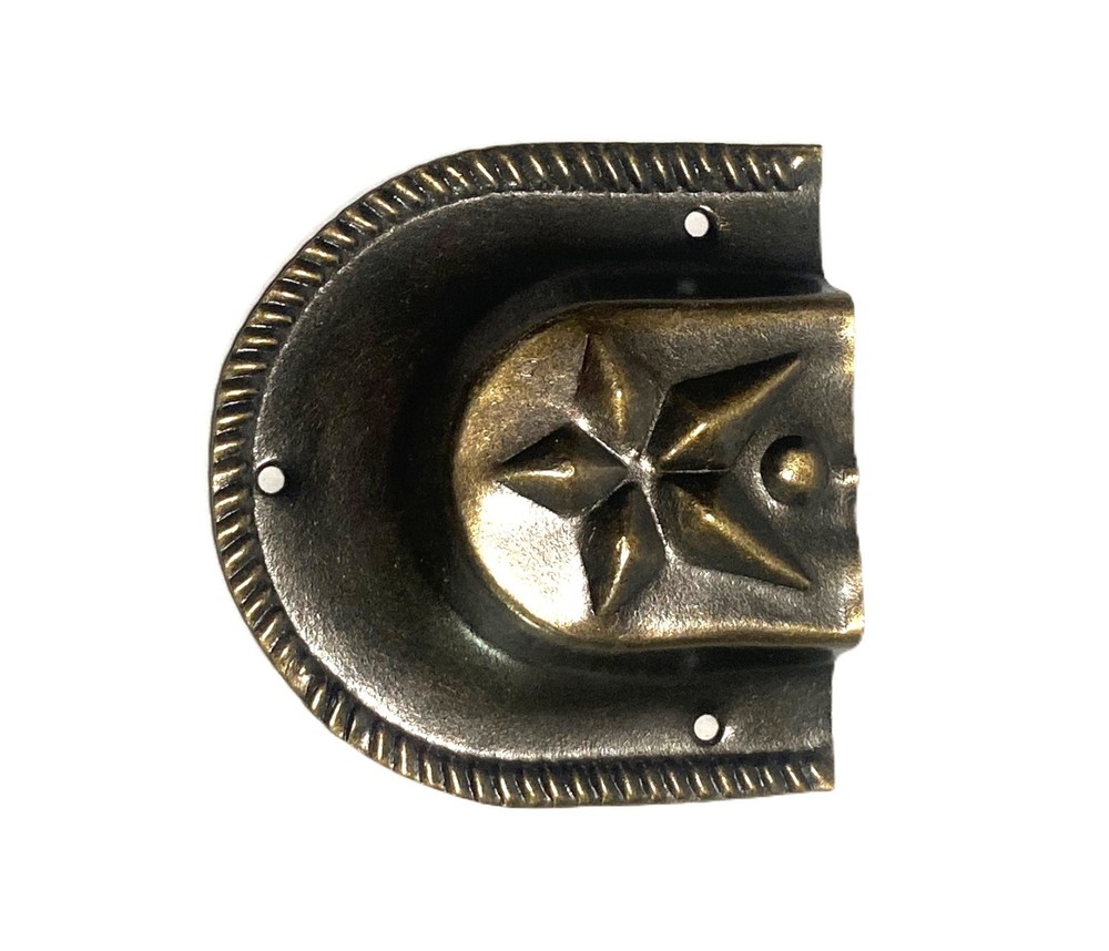 Trunk Handle Loop Star Design For Camel Back Steamer Antique Brass Finish Pair