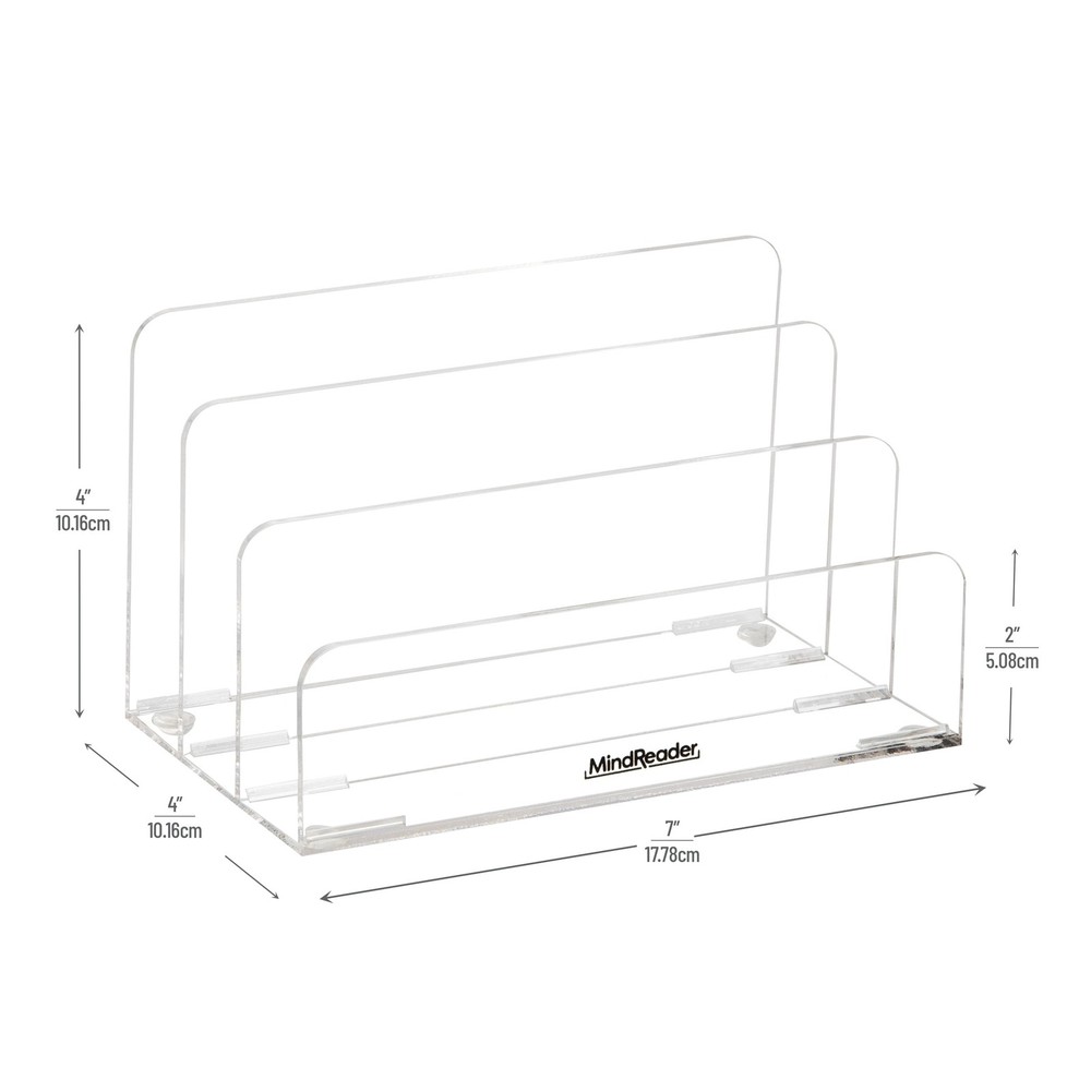 3-Tier Mail Sorter Desktop Organizer Mail Organizer Modern Office Acrylic Clear