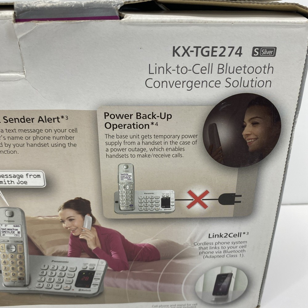 NOB Panasonic KX-TGE274 Link To Cell Bluetooth Convergence Solution Phone System