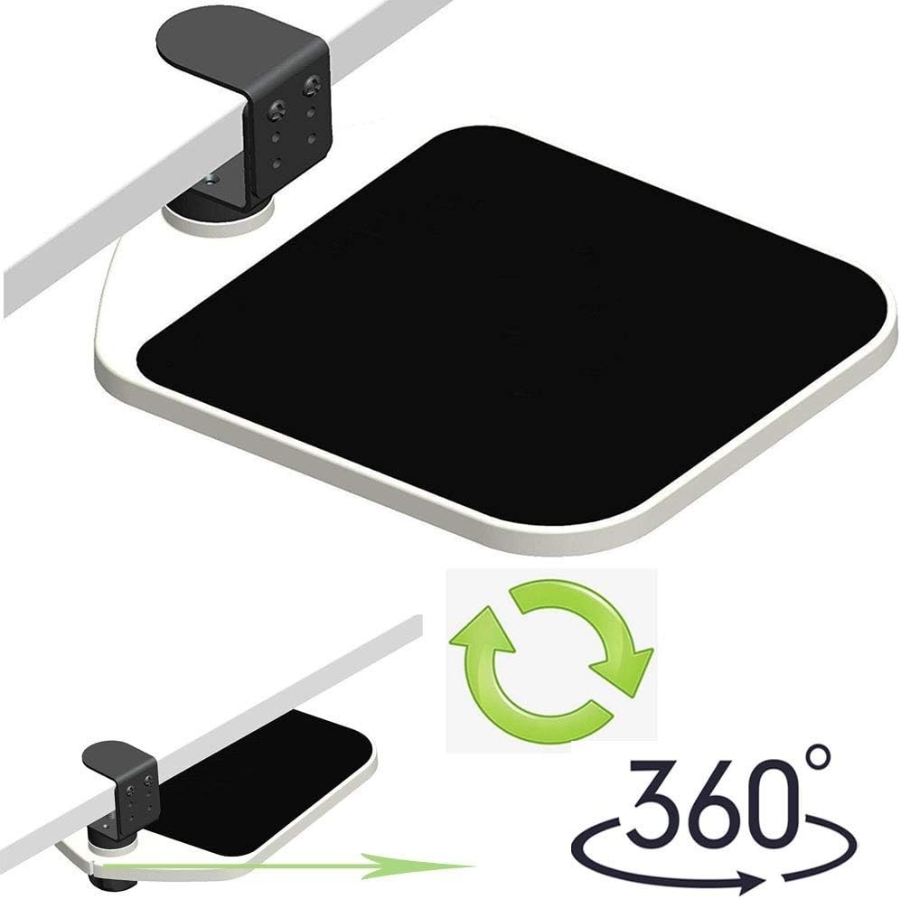 Mouse Platform Clamp On Under Desk Adjustable Mouse Tray Mount Swivel De