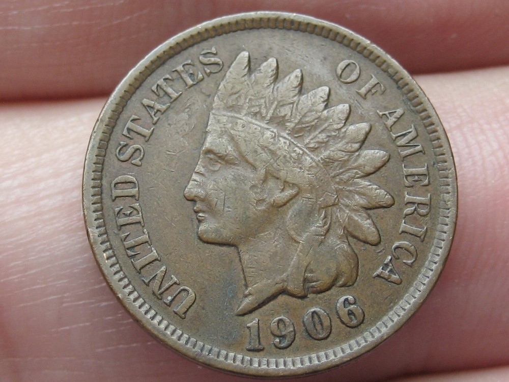 1906 Indian Head Cent Penny, VF Details