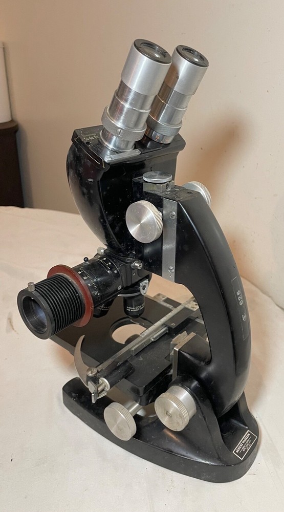 vintage original Bausch & lomb August Waeldon balplan binocular iron microscope