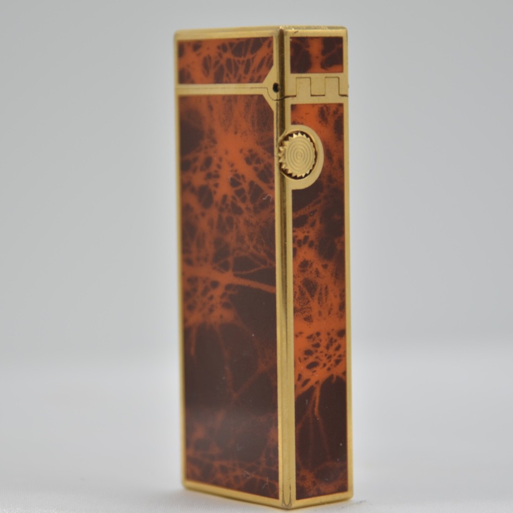 Dunhill Rollagas Lighter Laquer-Brown Shell-Ultrasonically cleaned_Working