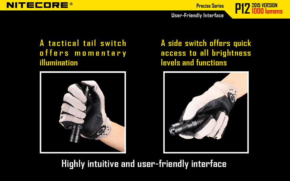 Nitecore P12GT Flashlight Includes Offset Gun Mount & Pressure Switch
