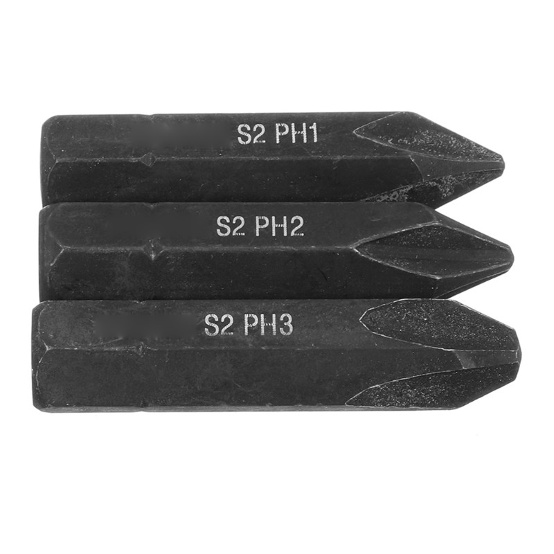 3 Pieces Replaceable Screw Impact Bit Strong Bit PH1 / PH2 / PH3