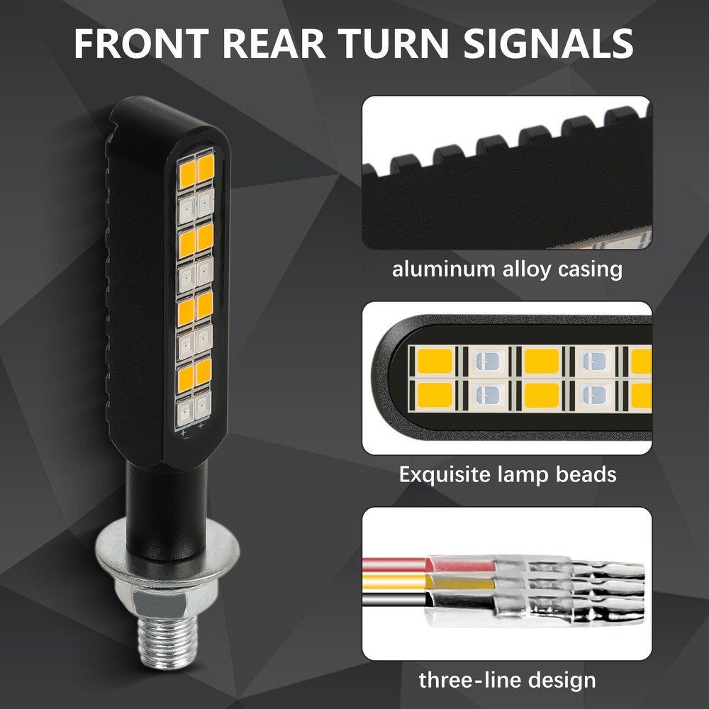 Motorcycle LED Turn Signal Light Sequential Flowing Amber Red Tail Light Blinker