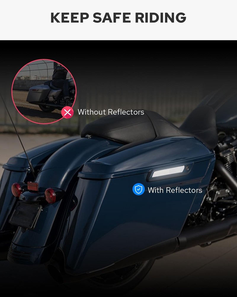 Benlari Black Saddlebag Reflector Inserts 2014-2024 standard,