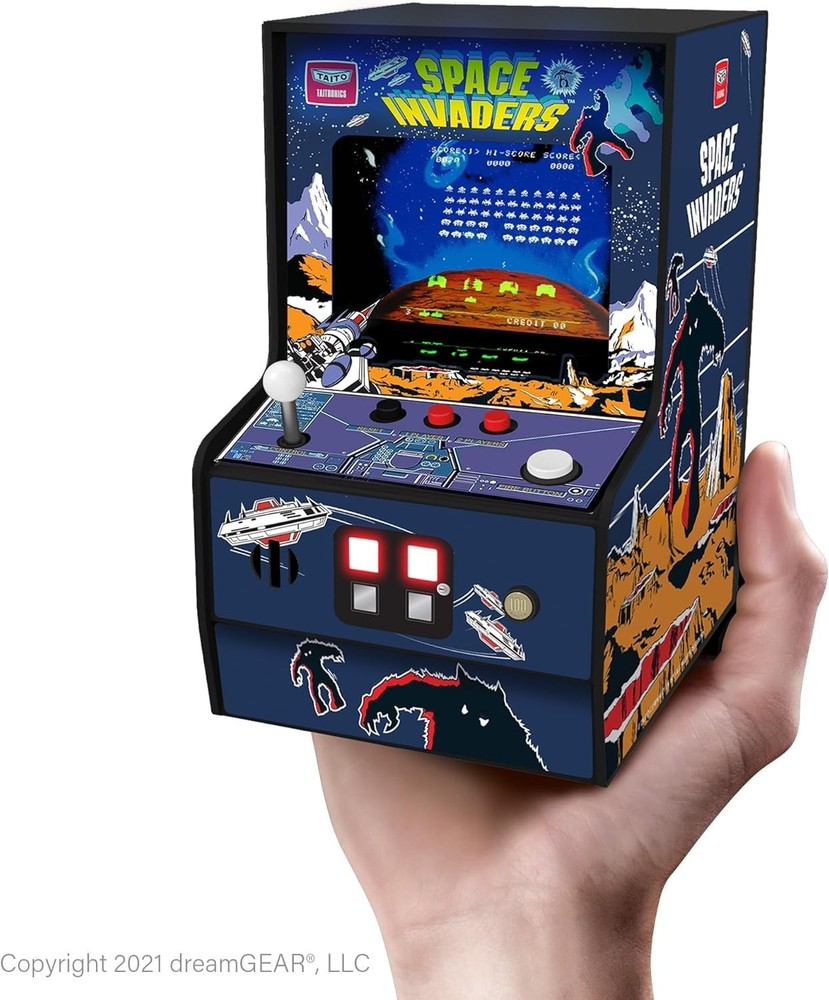 Space Invaders Mini Arcade Machine - 6.75" LED Screen, Fully Playable Retro Game