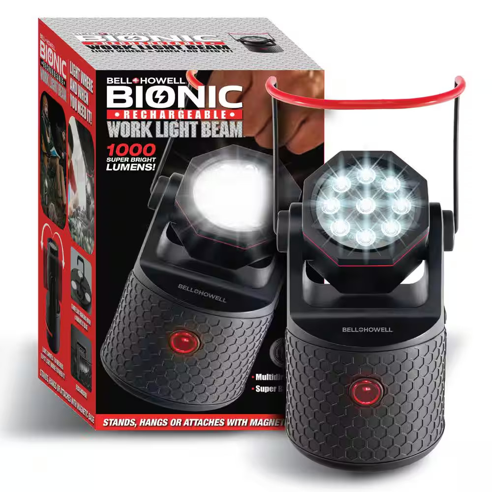 Bionic Work Light Beam 1000 Lumens 9 Super Bright LED Rechargeable Handheld Work