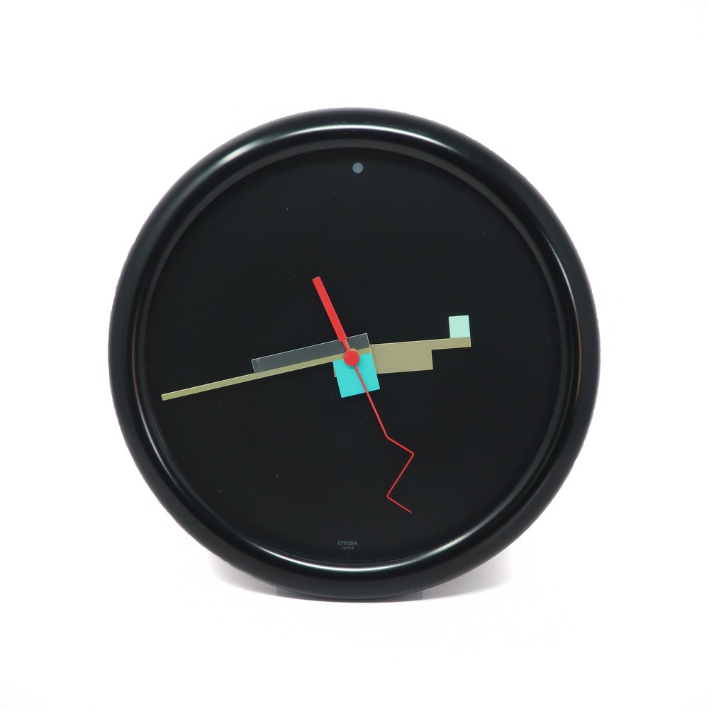 1980s Black Postmodern Wall Clock by Citizen