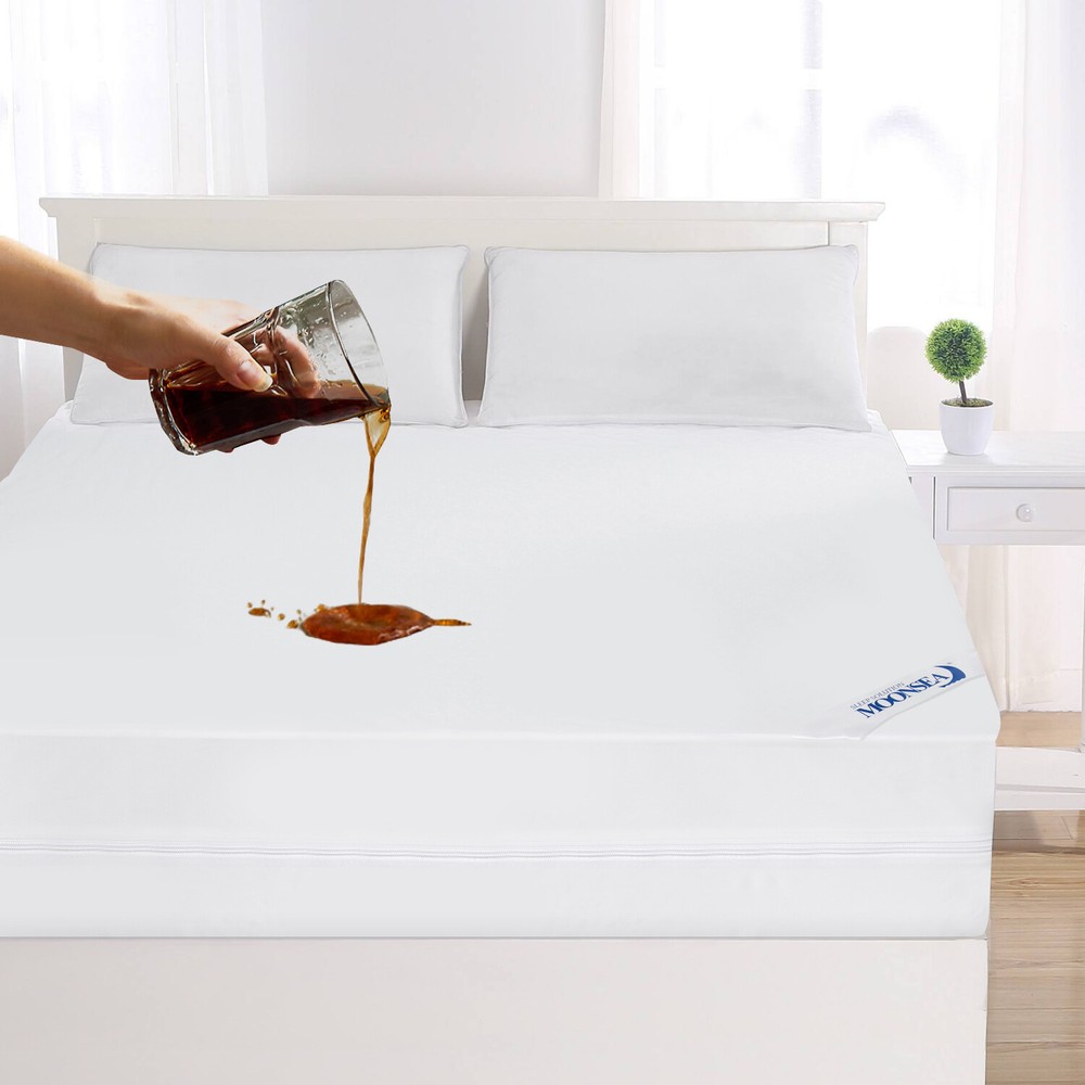 Zippered Mattress Encasement Protector Box Spring Cover 6-Side Waterproof