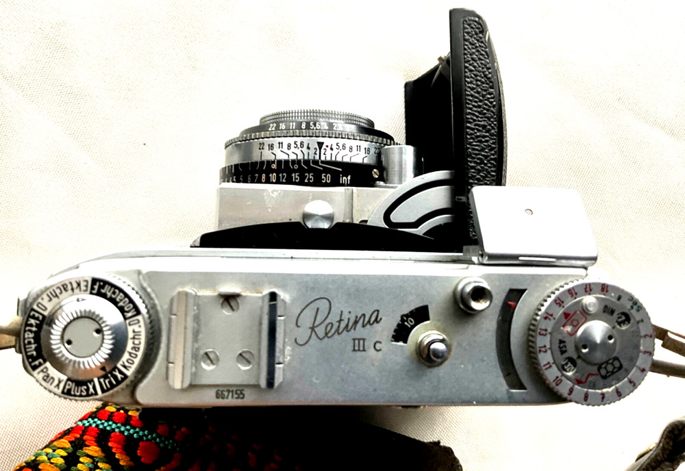 Vtg Kodak Retina IIIc Rangefinder 35mm Black Camera +strap+Case Germany Work
