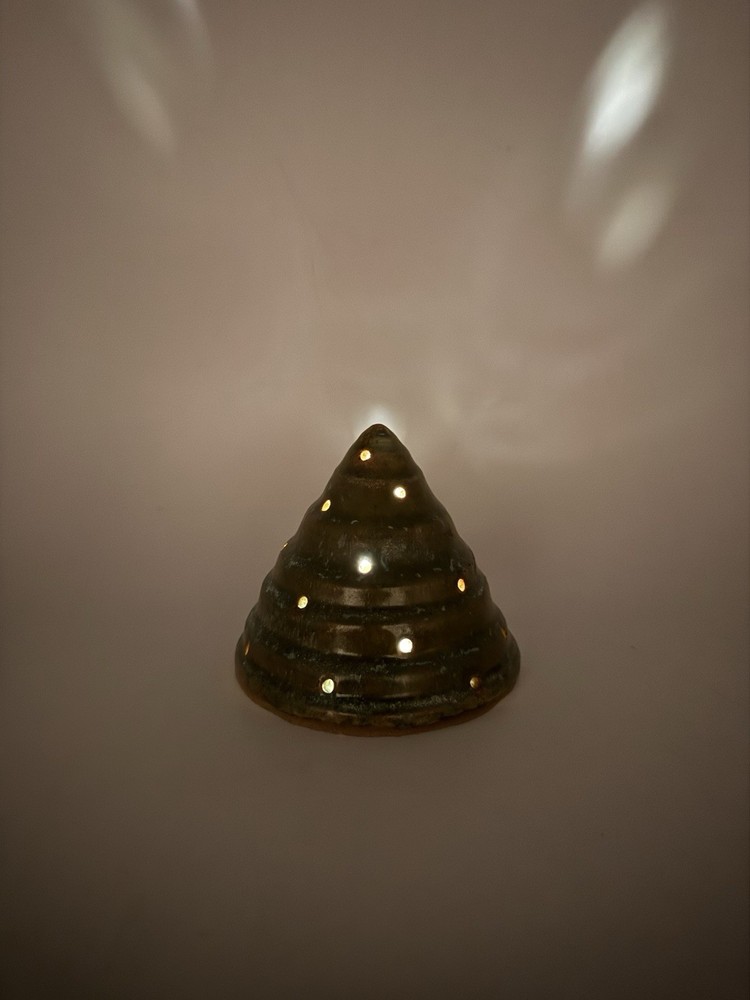 pottery christmas tree luminary KT Pottery Cone