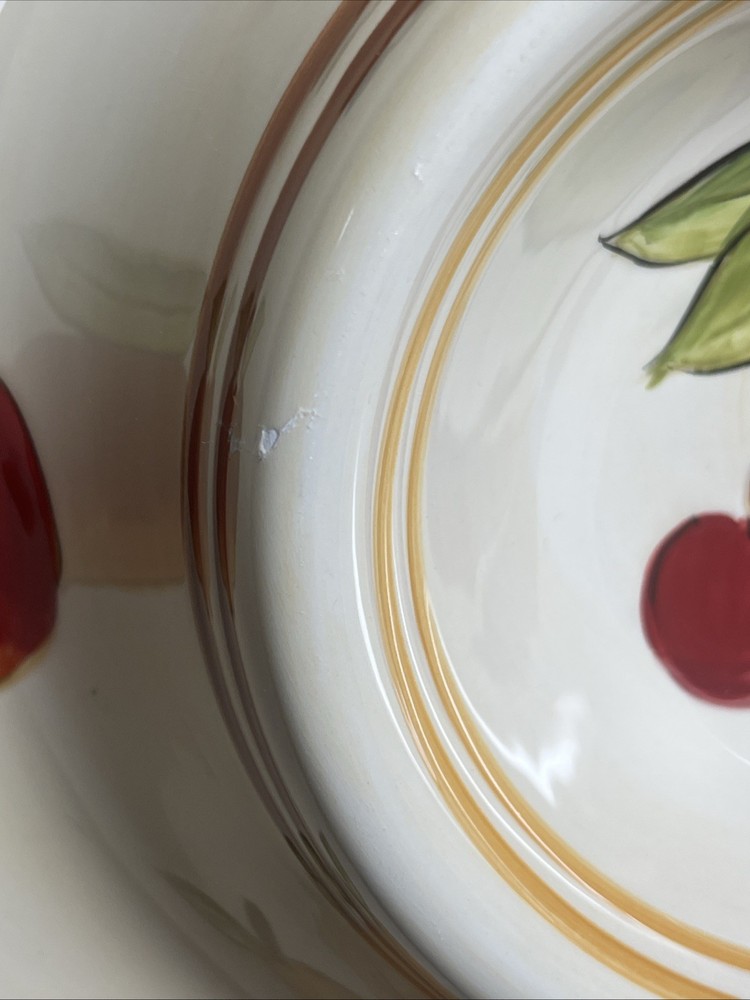 Tabletops Unlimited "Simple Fruit" Ceramic Fruit & Dip Platter Bowl Tray 13"