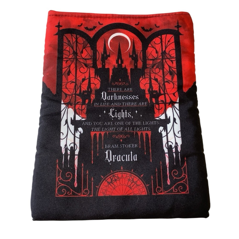 Puffy Fabric Dracula Book Sleeve Zipper Closure