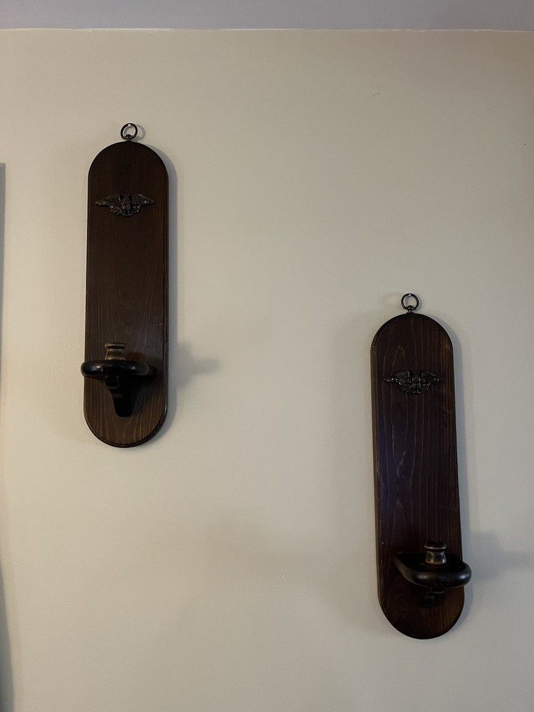 American Eagle Wooden Candleholders.