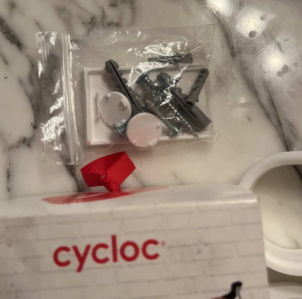 NIOB Cycloc Horizontal Bike Display / Wall Storage Hardware Kit, White, complete