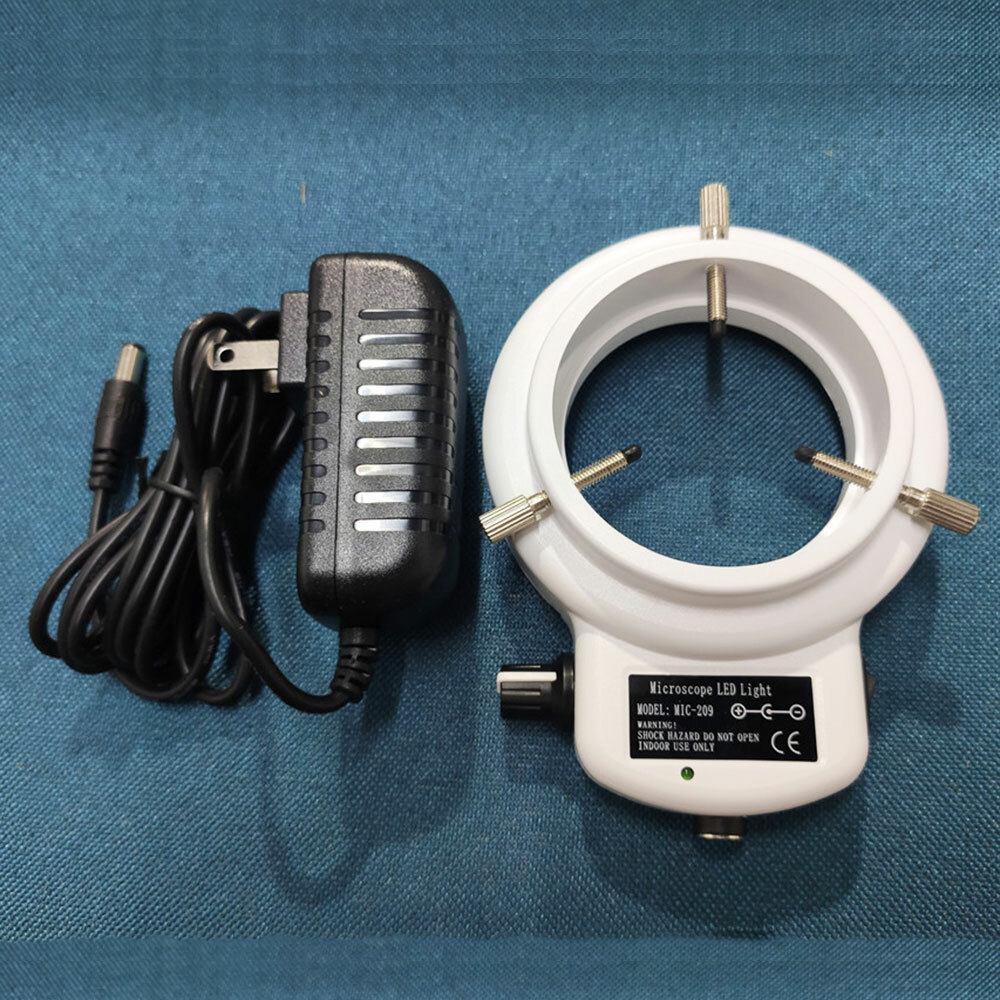 White 144 LED Bulbs Microscope Ring Light Illuminator Lamp Adjustable US Plug