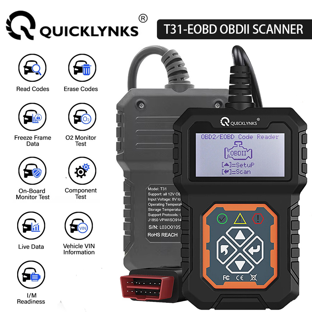 QUICKLYNKS T31 Car Engine Fault Code Reader OBD2 Scanner Engine Diagnostic Tool