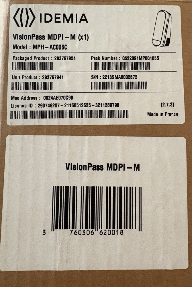 Idemia Visionpass MDPI-M MPH-AC006C Facial Recognition Access Control