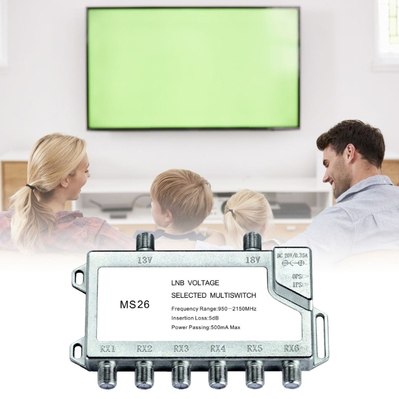 Alloy 2 Input 6 Output Satellite Signal Switcher For Multiple Receiver Systems