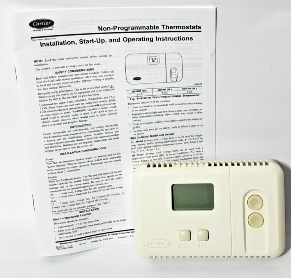 Carrier TSTATCCBAC01-B Non-Programmable Heat/Cool digital Thermostat