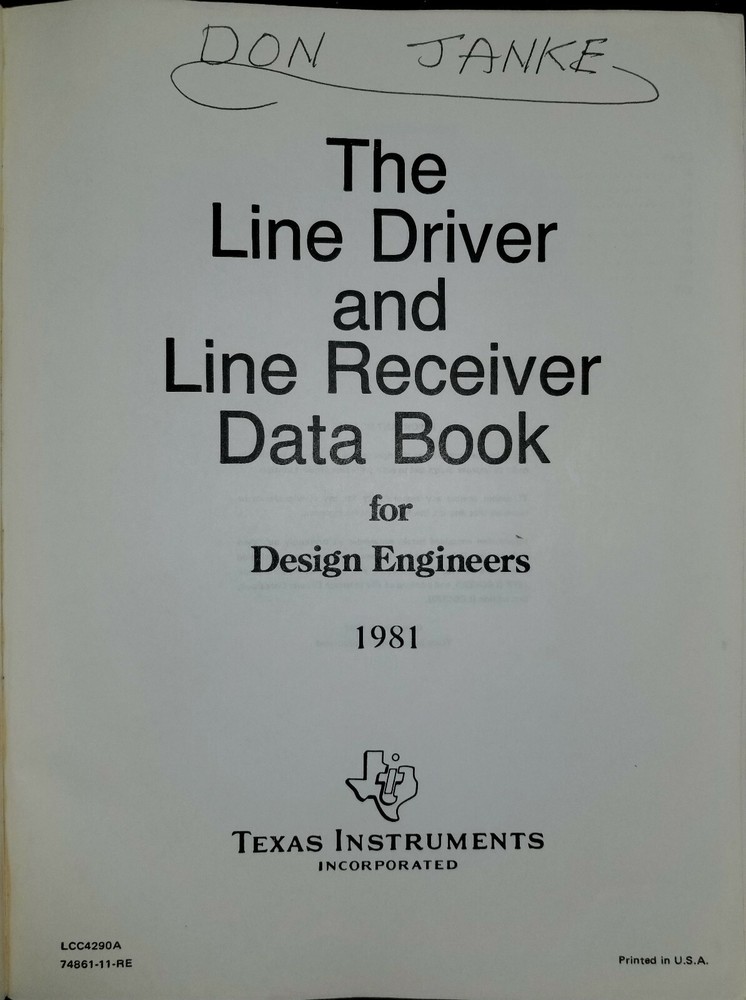 USED 1981 Texas Instruments Line Driver & Receiver Data Book