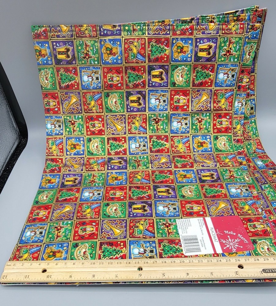 Christmas Cloth Table Runner & 4 Placemats Timeless Treasures Make Merry