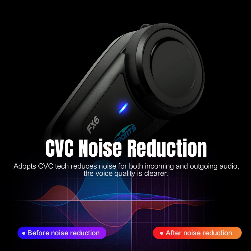 4x FX6 Motorcycle Bluetooth Headset Helmet Intercom 6 Riders Group Communication
