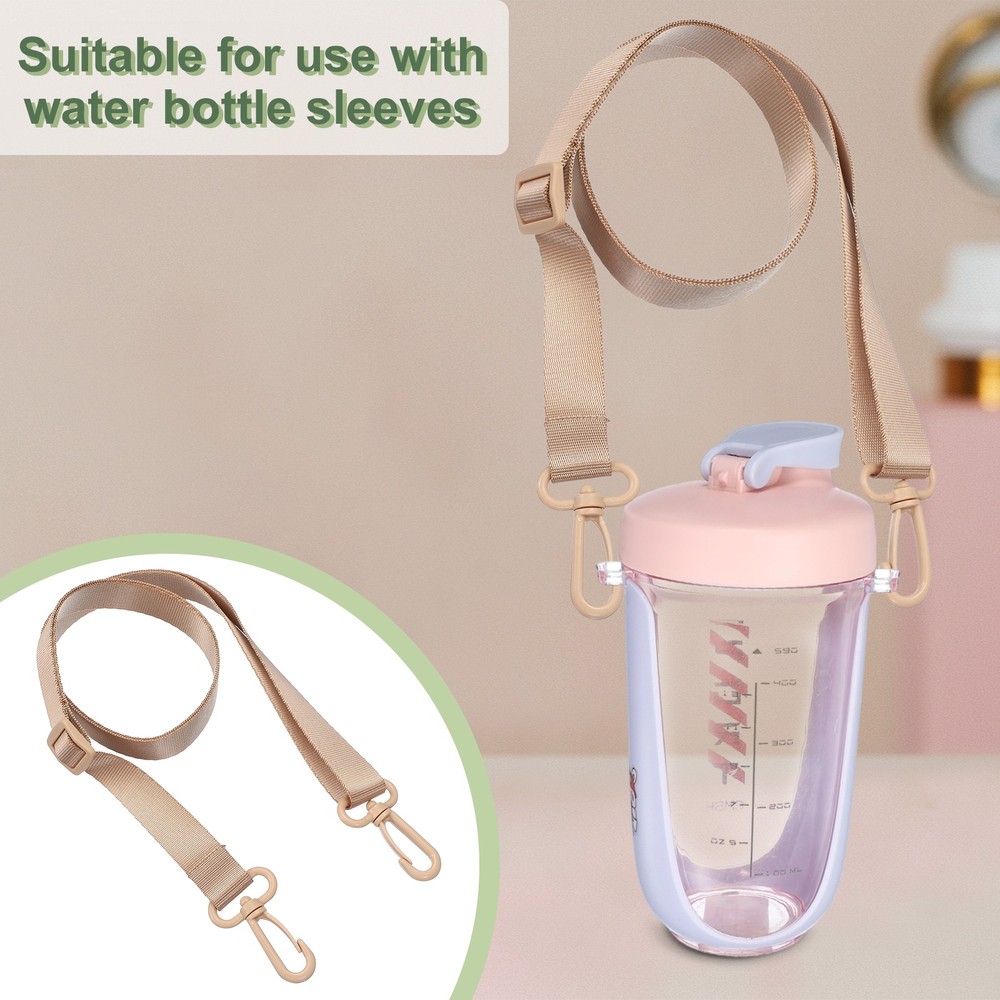 Polyester Adjustable Water Bottle Holder Lanyard Bottles Strap, Khaki/2 PCS