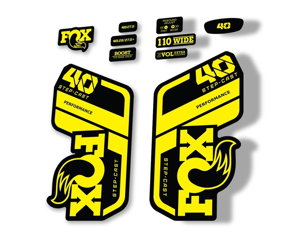 FOX 40 Step Cast SC 2021 Performance Fork Decals Suspension Sticker Yellow