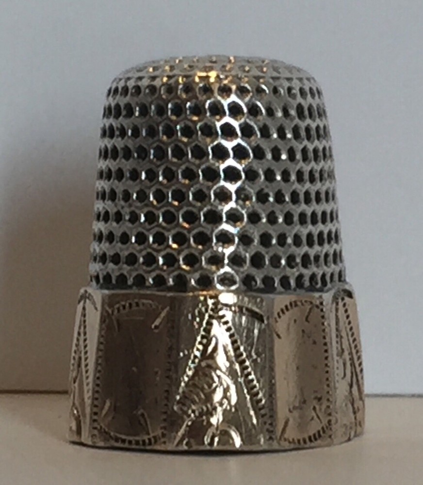Sterling Silver Thimble Gold Band Size 8