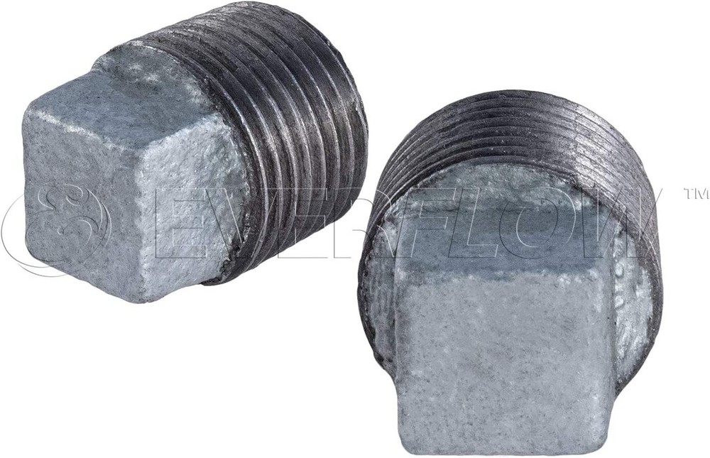 1/4" MIP Galvanized Malleable Iron Plug with Square Head