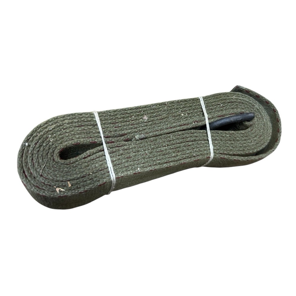 Military 15' Green Canvas Cargo Tie-Down Strap w/D-Ring NSN: 1670-00-360-0540