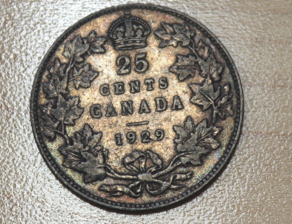 1929 Canada 25 Cents Silver
